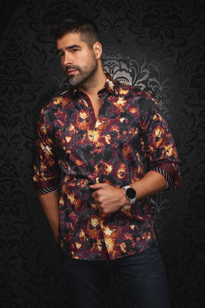 Long sleeve shirt for men by Au Noir | ROSARUGOSA Black Rust | Menshirt, complete inventory of the Au Noir brand