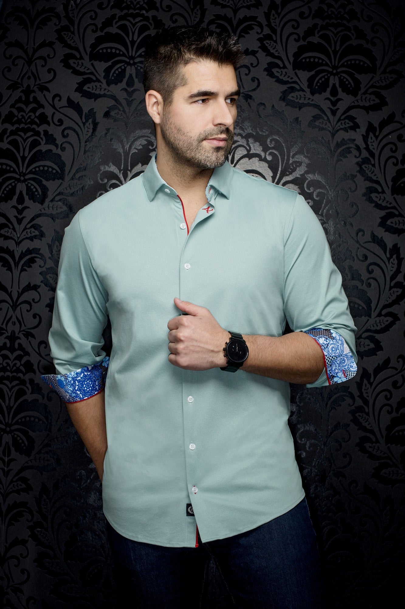 Chemise manches longues en Knit pour homme par Au Noir | ROSMARINO Vert | Machemise, inventaire complet de la marque Au Noir