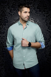 Knit long sleeve shirt for men by Au Noir | ROSMARINO Green | Menshirt, complete inventory of the Au Noir brand