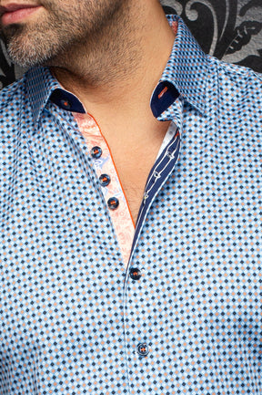 Chemise manches longues en coton extensible pour homme par Au Noir | SABAH Cobalt | Machemise.ca, inventaire complet de la marque Au Noir