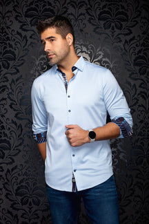 Chemise manches longues en Knit extensible pour homme par Au Noir | SANDSTORM Bleu | Machemise.ca, inventaire complet de la marque Au Noir