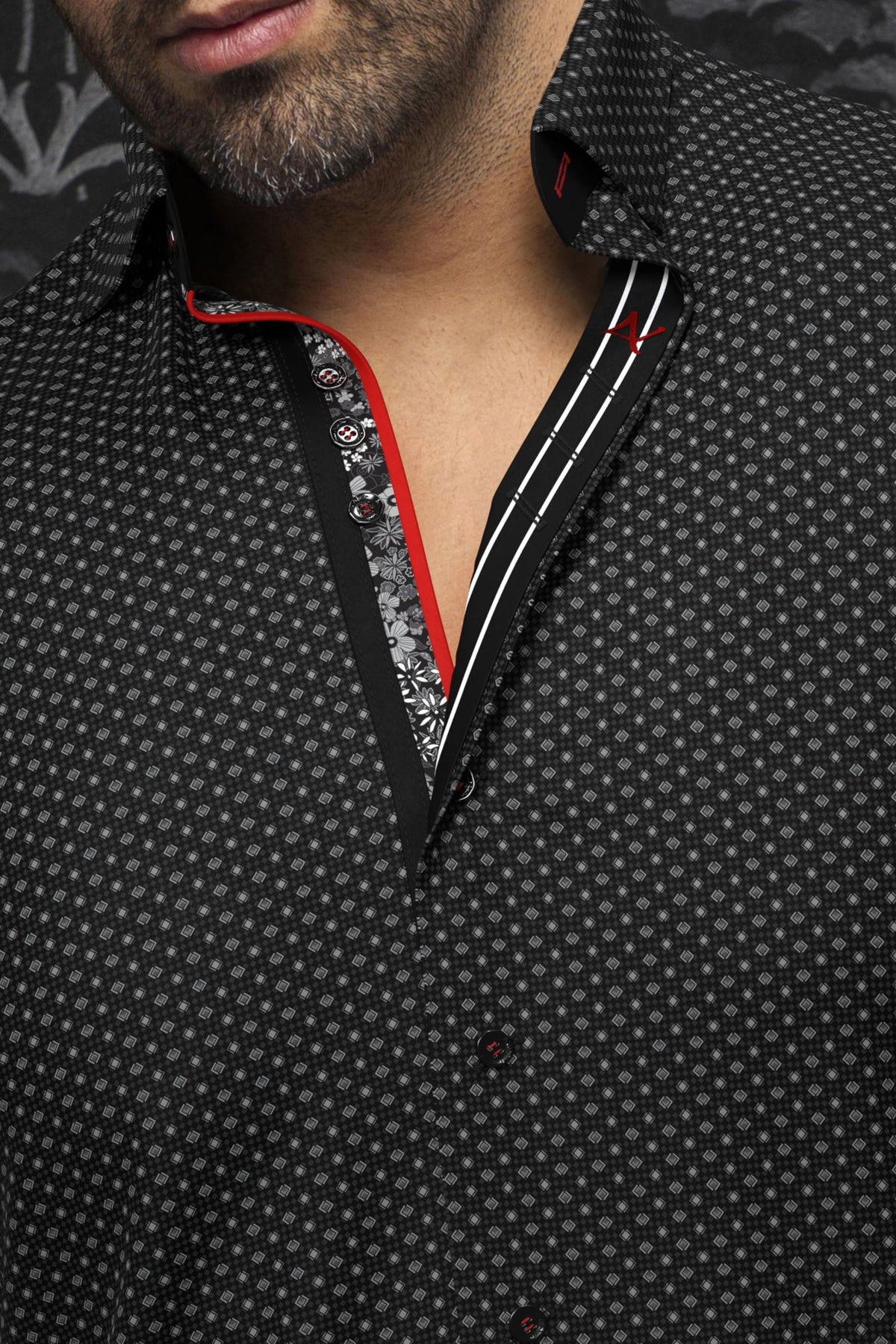 Knit long sleeve shirt for men by Au Noir | SAUTOR Black | Menshirt, complete inventory of the Au Noir brand