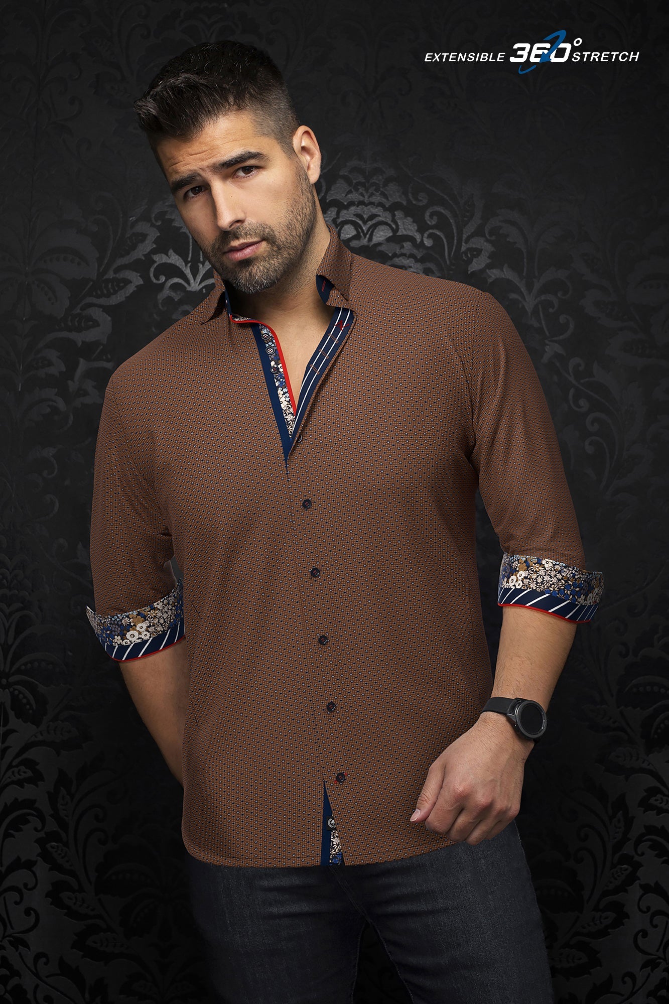 Chemise manches longues en Knit pour homme par Au Noir | SAUTOR Tabac | Machemise, inventaire complet de la marque Au Noir