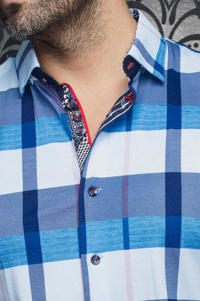 Chemise manches longues en Knit pour homme par Au Noir | SCHUMANN Bleu Clair | Machemise, inventaire complet de la marque Au Noir
