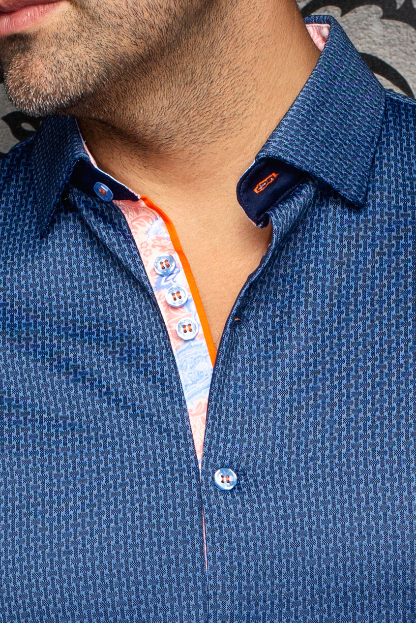 Chemise manches courtes en Knit extensible pour homme par Au Noir | SONORAN (SS) Marine | Machemise.ca, inventaire complet de la marque Au Noir