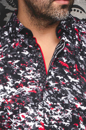 Chemise manches longues en Knit pour homme par Au Noir | SORAN Noir Rouge | Machemise.ca, inventaire complet de la marque Au Noir