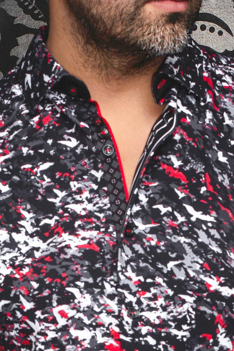Chemise manches longues en Knit pour homme par Au Noir | SORAN Noir Rouge | Machemise.ca, inventaire complet de la marque Au Noir