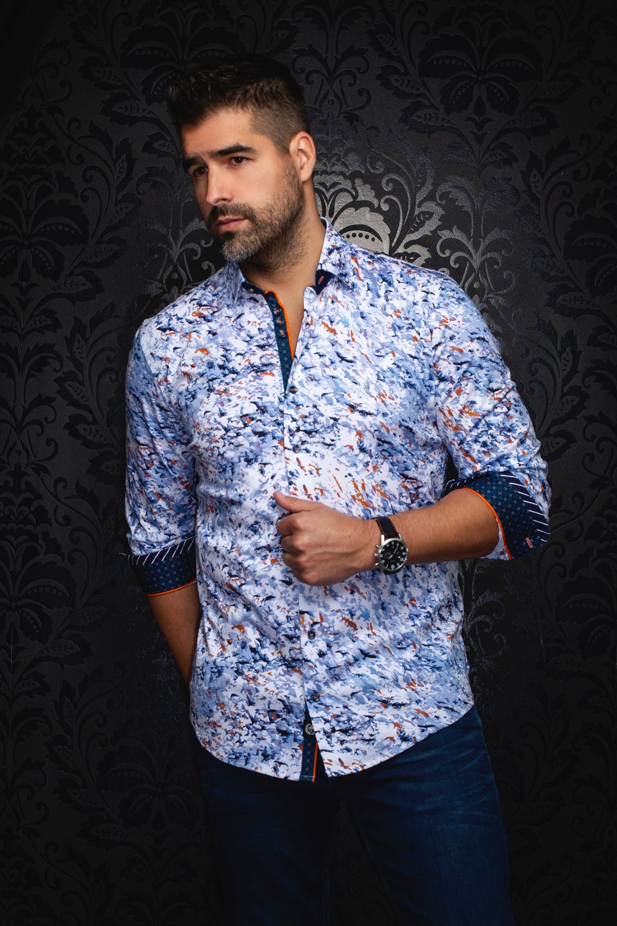 Chemise manches longues en Knit pour homme par Au Noir | SORAN Bleu Clair | Machemise.ca, inventaire complet de la marque Au Noir