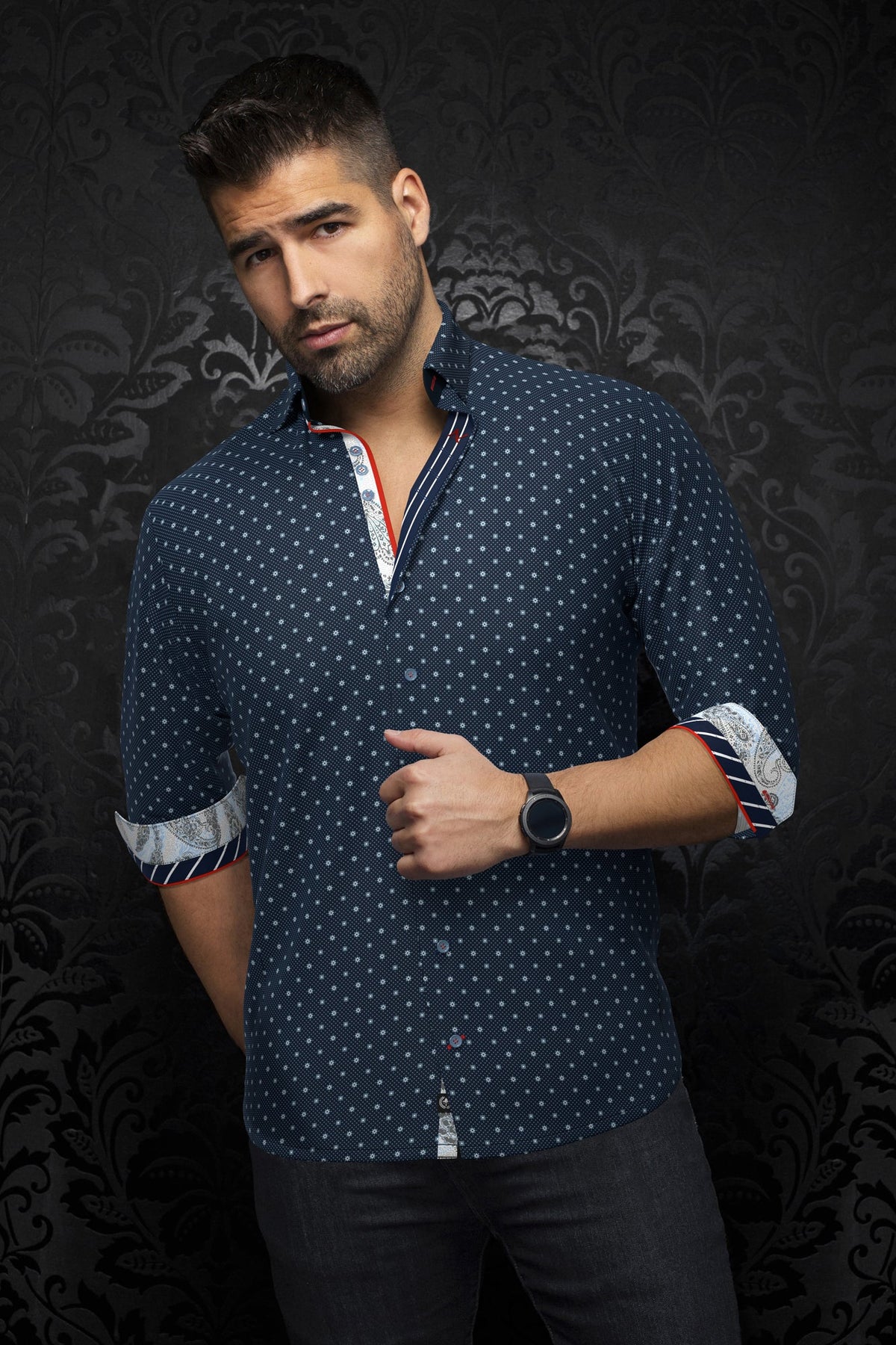 Chemise manches longues en Knit pour homme par Au Noir | STARSCREAM Marine | Machemise.ca, inventaire complet de la marque Au Noir