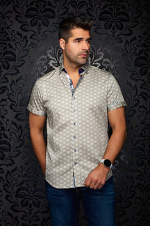 Chemise manches courtes en coton extensible pour homme par Au Noir | STONERIDGE (SS) Pierre | Machemise.ca, inventaire complet de la marque Au Noir