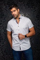 Chemise manches courtes en coton extensible pour homme par Au Noir | STONERIDGE (SS) Blanc | Machemise.ca, inventaire complet de la marque Au Noir