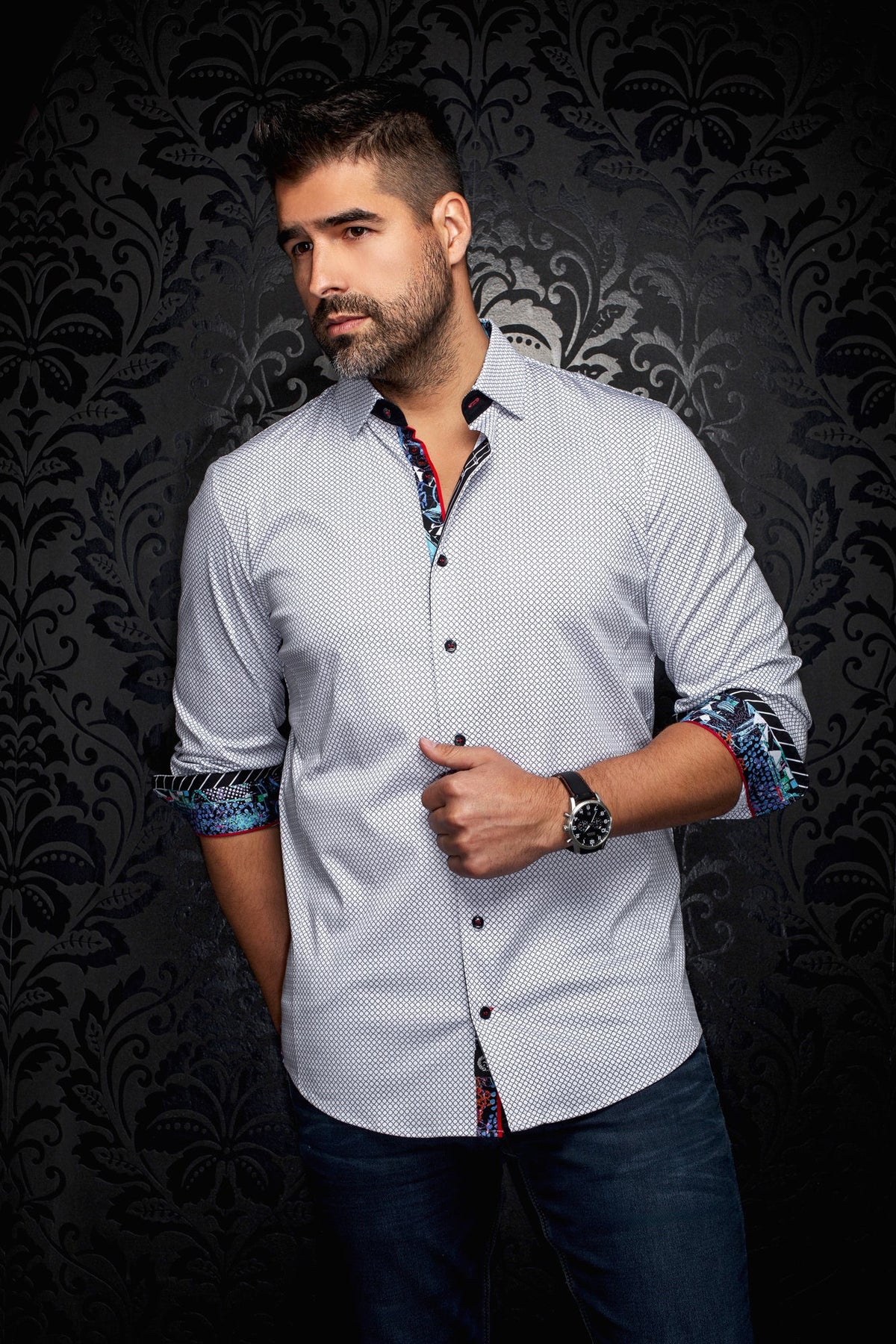 Chemise manches longues en Knit pour homme par Au Noir | SUNDANCE Blanc Noir | Machemise.ca, inventaire complet de la marque Au Noir