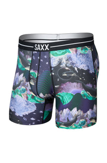 Sous-vêtement ajusté noir imprimé avec taille SAXX et motif orques pour homme, vue isolée de face