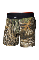 Vue isolée de face d’un sous-vêtement camouflage brun avec coutures de poche et taille noire SAXX pour homme