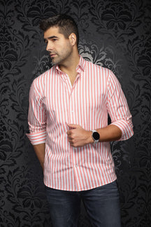 Chemise manches longues en Knit extensible pour homme par Au Noir | TELLY Corail | Machemise.ca, inventaire complet de la marque Au Noir