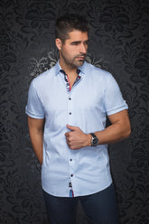 Chemise manches courtes en Knit pour homme par Au Noir | TERRANO(SS) Bleu Clair | Machemise.ca, inventaire complet de la marque Au Noir