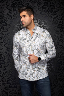 Chemise manches longues en Knit extensible pour homme par Au Noir | TRENT Blanc Pierre | Machemise.ca, inventaire complet de la marque Au Noir