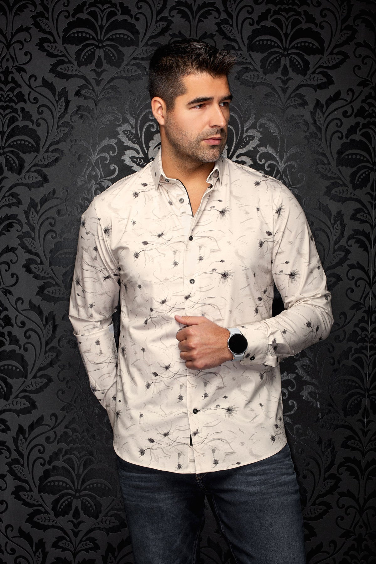 Chemise manches longues en Knit extensible pour homme par Au Noir | TRUMAN Pierre | Machemise.ca, inventaire complet de la marque Au Noir