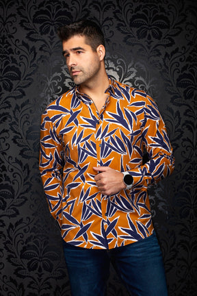 Chemise manches longues en Knit extensible pour homme par Au Noir | TYLER Tabac Marine | Machemise.ca, inventaire complet de la marque Au Noir