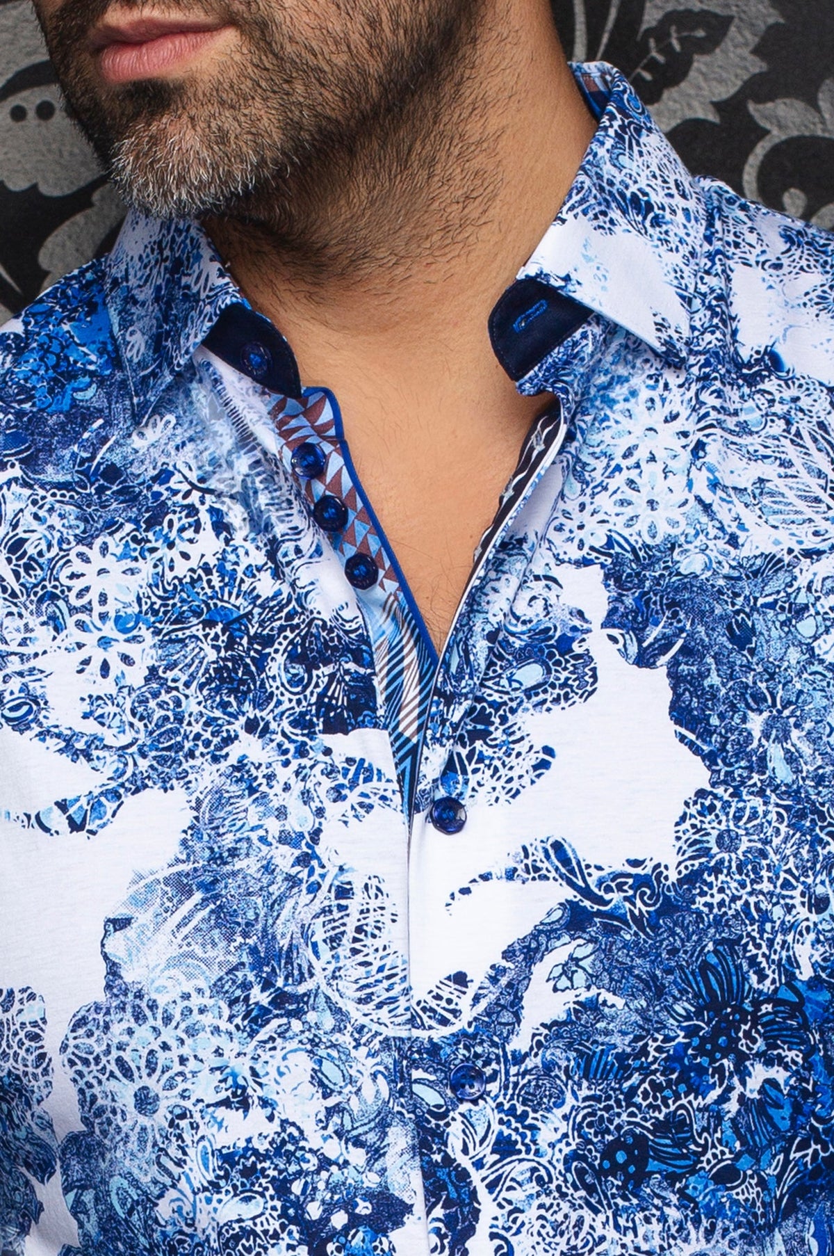 Chemise manches longues en Knit extensible pour homme par Au Noir | WISTERIA Bleu | Machemise.ca, inventaire complet de la marque Au Noir