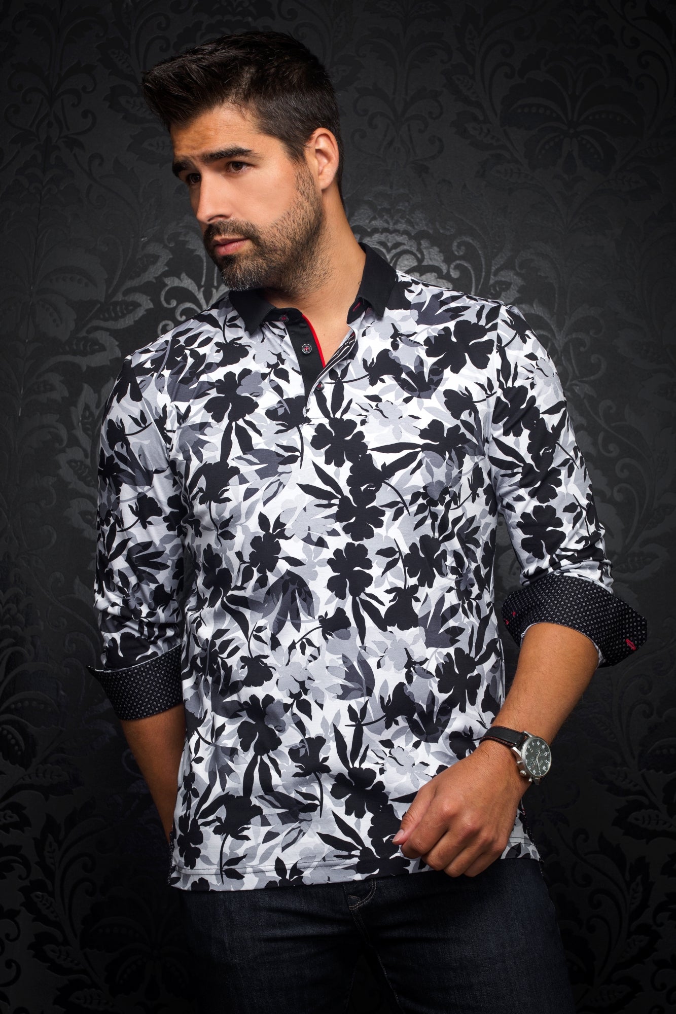 Polo for men by Au Noir | YAVARI Black White/White Black | Menshirt.com, complete inventory of the Au Noir brand