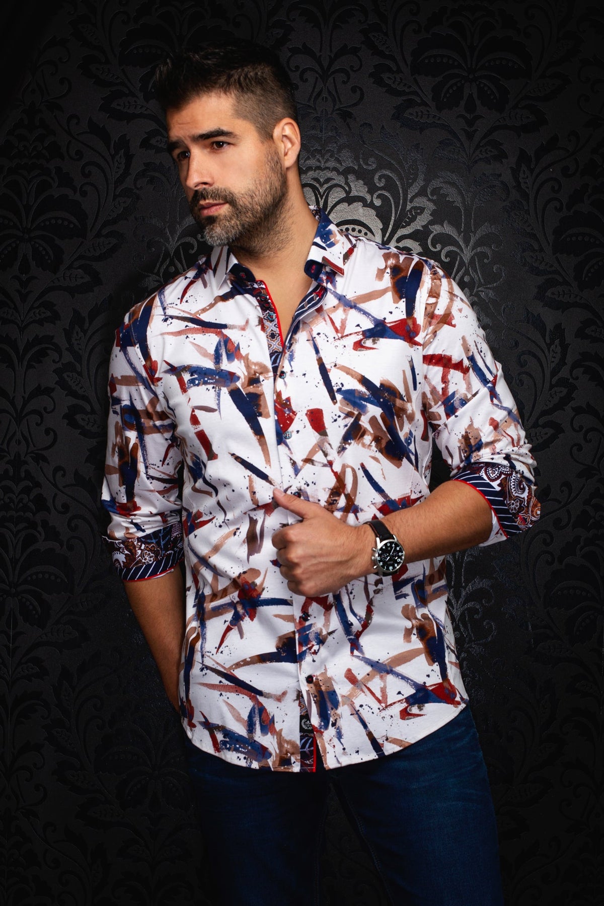 Chemise manches longues en Knit pour homme par Au Noir | ZANDER Beige | Machemise.ca, inventaire complet de la marque Au Noir