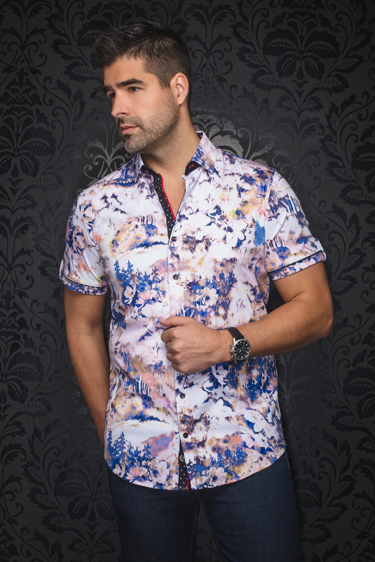 Chemise manches courtes en Knit pour homme par Au Noir | ZIONNE(SS) Rose Clair | Machemise.ca, inventaire complet de la marque Au Noir