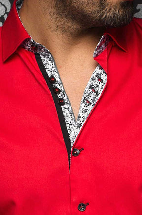 Chemise manches courtes en coton extensible pour homme par Au Noir | ALONSO (SS) Rouge | Machemise.ca, inventaire complet de la marque Au Noir