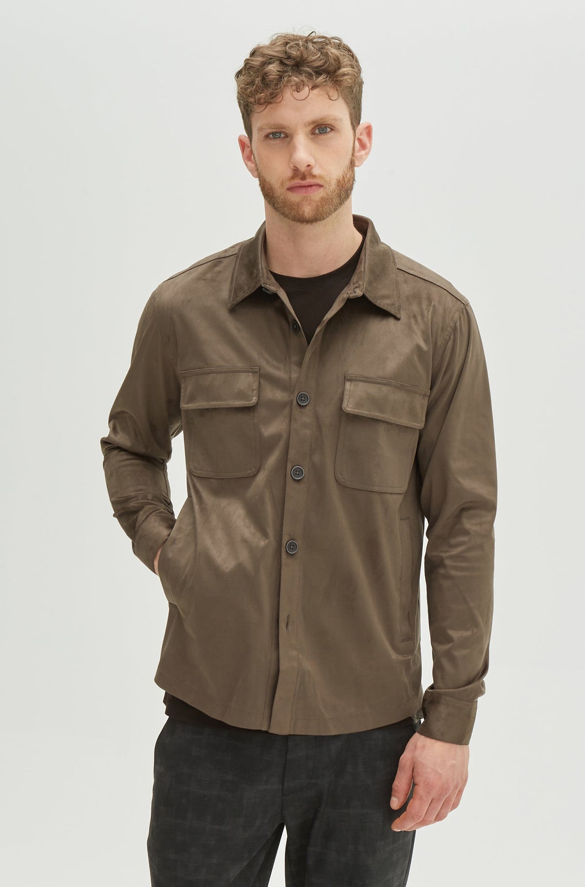 Surchemise avec poche plaquée pour homme par Robert Barakett | Renoir RB21027 Vert Sol | Machemise.ca, vêtements mode pour hommes