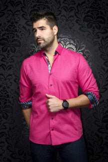 Chemise manches longues pour homme par Au Noir | ADJANI Fuchsia | Machemise.ca, inventaire complet de la marque Au Noir