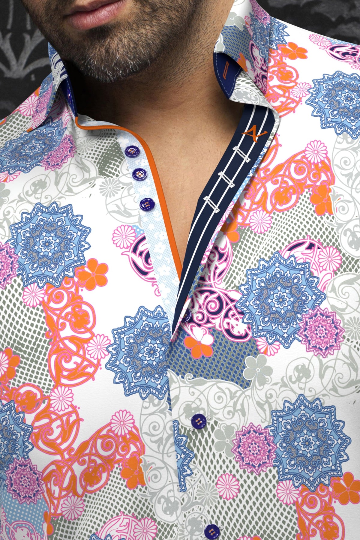 Chemise manches longues en Knit pour homme par Au Noir | ALBORI Blanc Multi | Machemise.ca, inventaire complet de la marque Au Noir