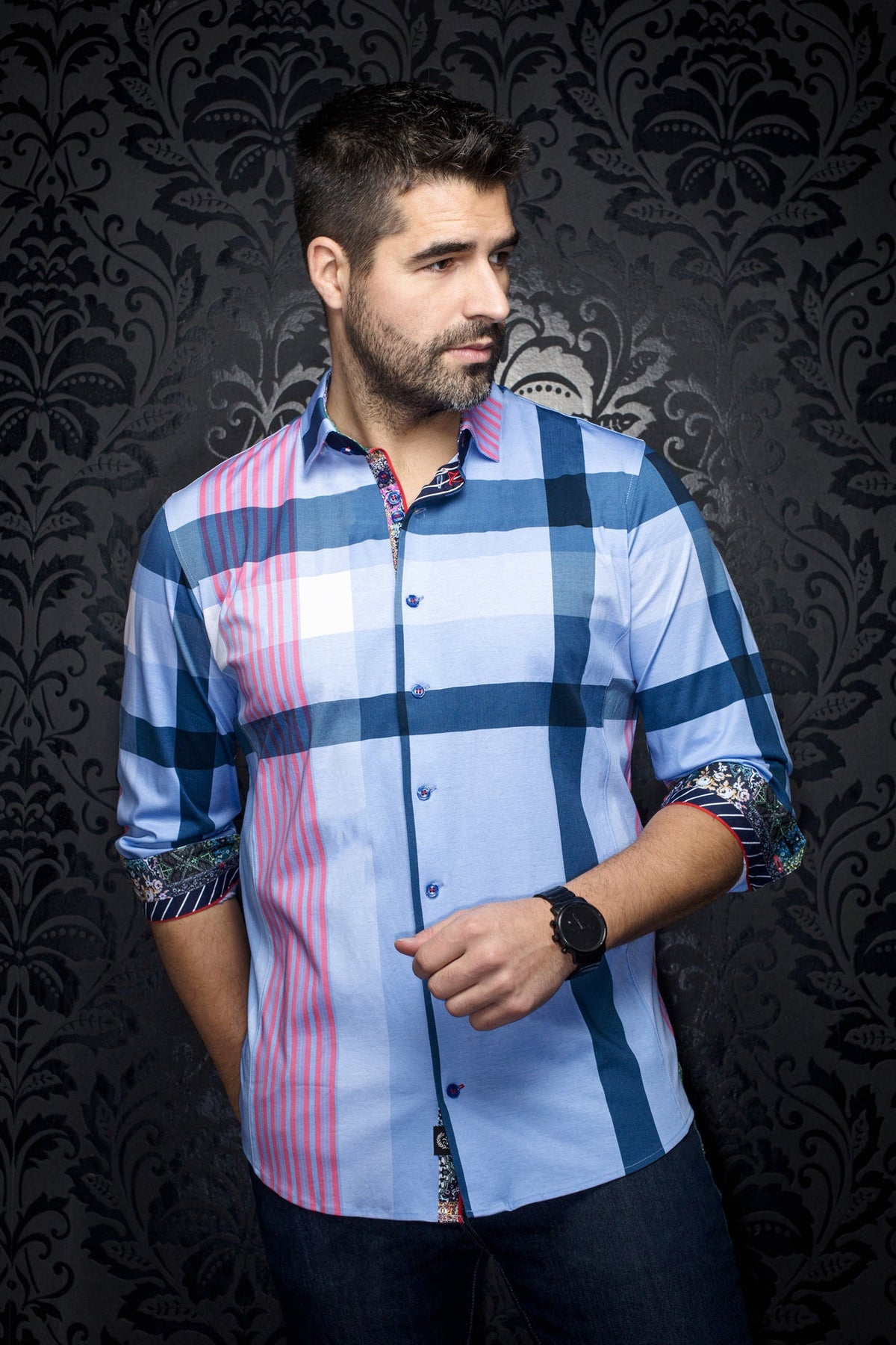 Chemise manches longues en Knit pour homme par Au Noir | AMADEUS Bleu Clair | Machemise.ca, inventaire complet de la marque Au Noir