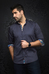 Chemise manches longues pour homme par Au Noir | BRADFORD navy orange | Machemise.ca, inventaire complet de la marque Au Noir