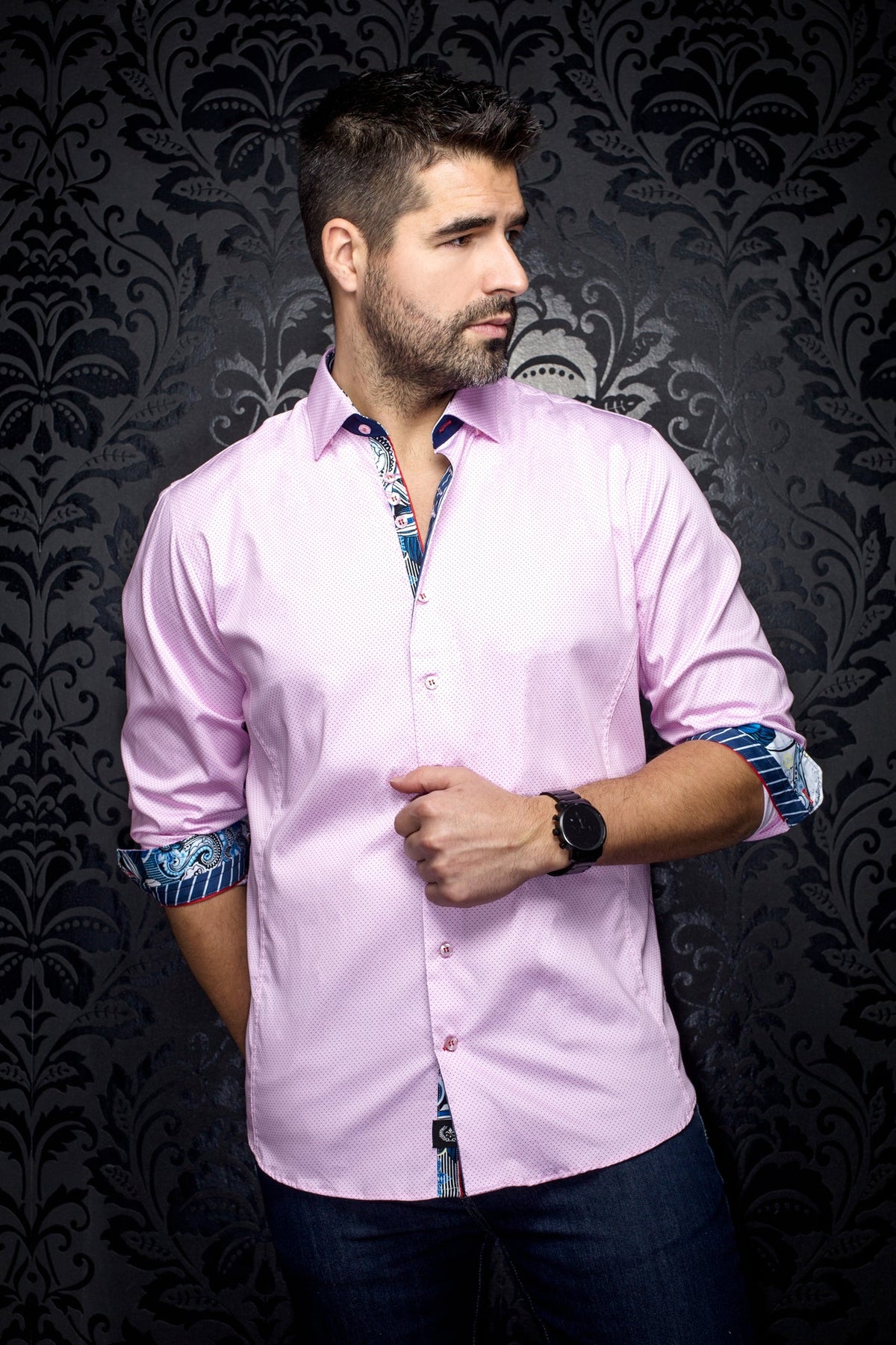 Chemise manches longues pour homme par Au Noir | DOLTO Rose Fuchsia | Machemise.ca, inventaire complet de la marque Au Noir