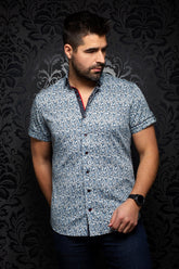 Chemise manches courtes pour homme par Au Noir | FOLIAGE (SS) light blue | Machemise.ca, inventaire complet de la marque Au Noir