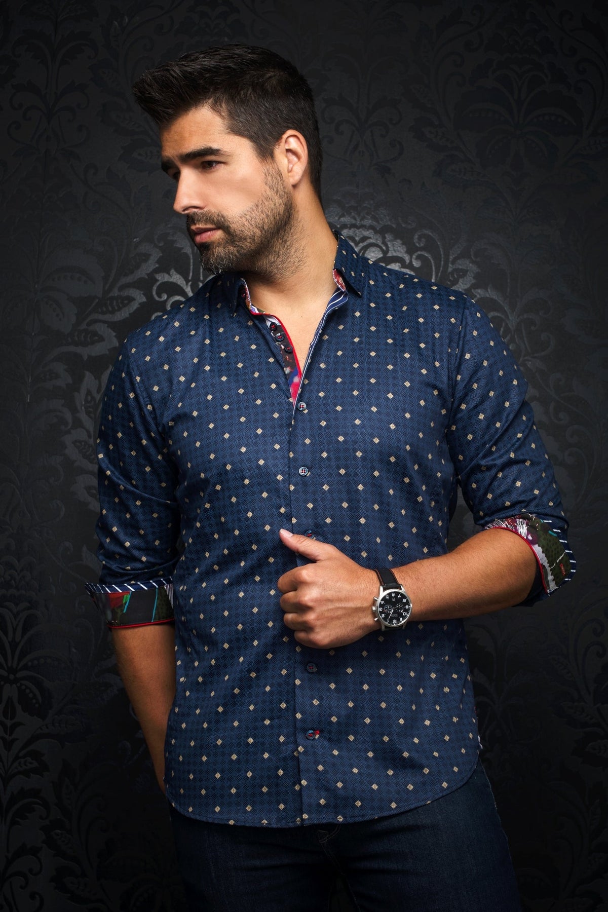 Chemise manches longues pour homme par Au Noir | GIAN FRANCO Marine/navy | Machemise.ca, inventaire complet de la marque Au Noir