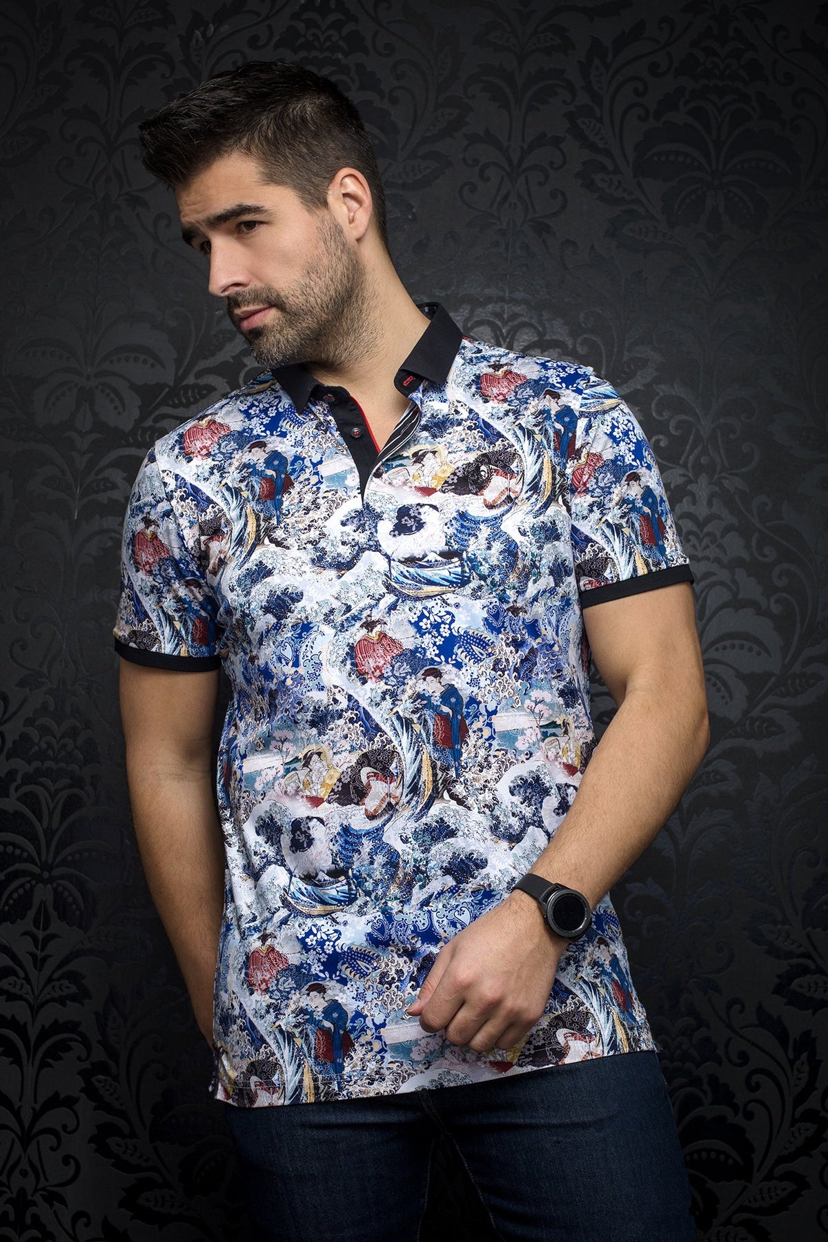 Polo pour homme par Au Noir | HOKUSAI multi | Machemise.ca, inventaire complet de la marque Au Noir