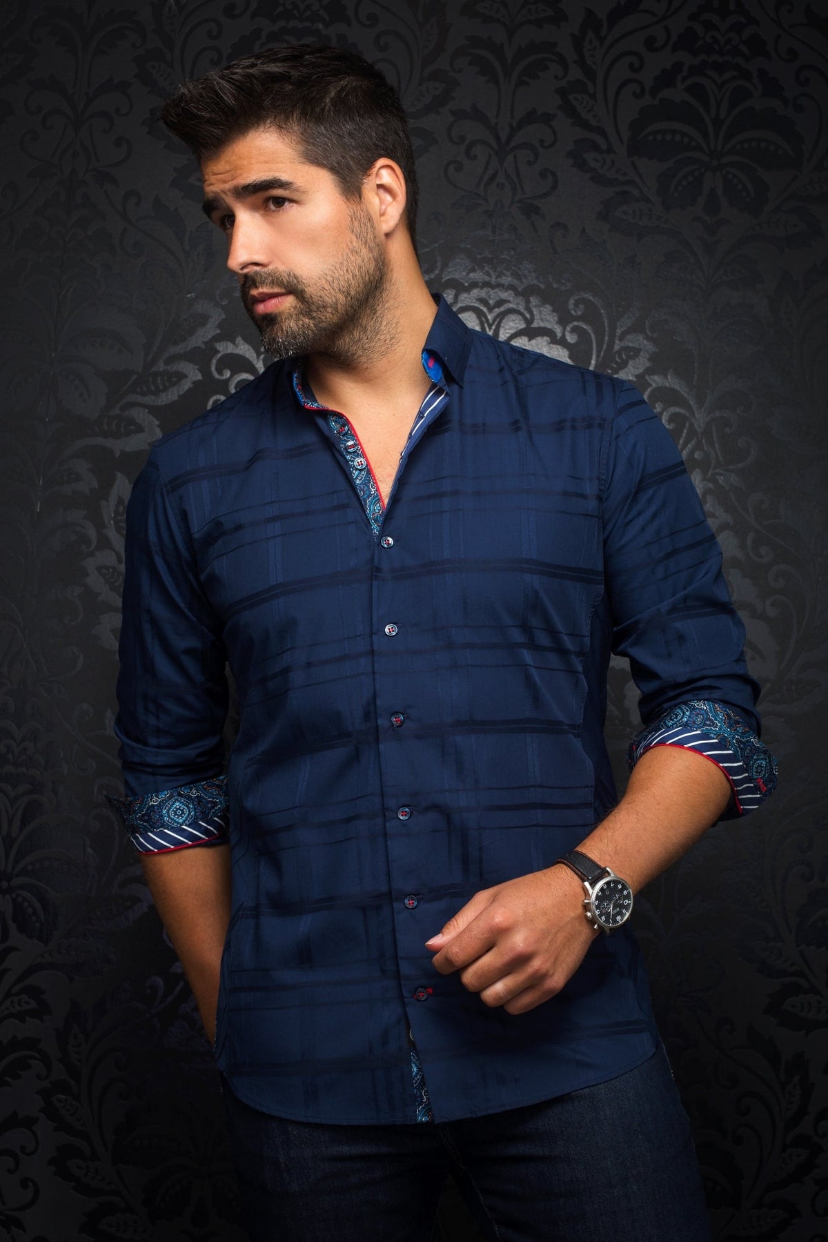 Chemise manches longues pour homme par Au Noir | MARINCHI Marine/navy | Machemise.ca, inventaire complet de la marque Au Noir