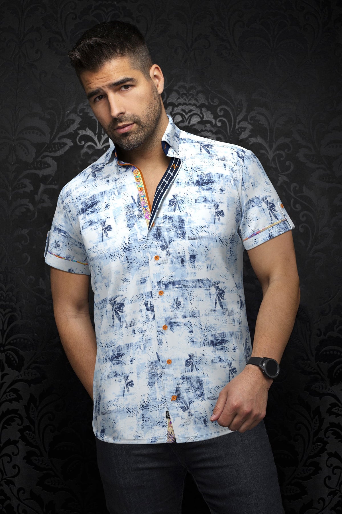 Chemise manches courtes pour homme par Au Noir | MELILLA(SS) Bleu Clair | Machemise.ca, inventaire complet de la marque Au Noir