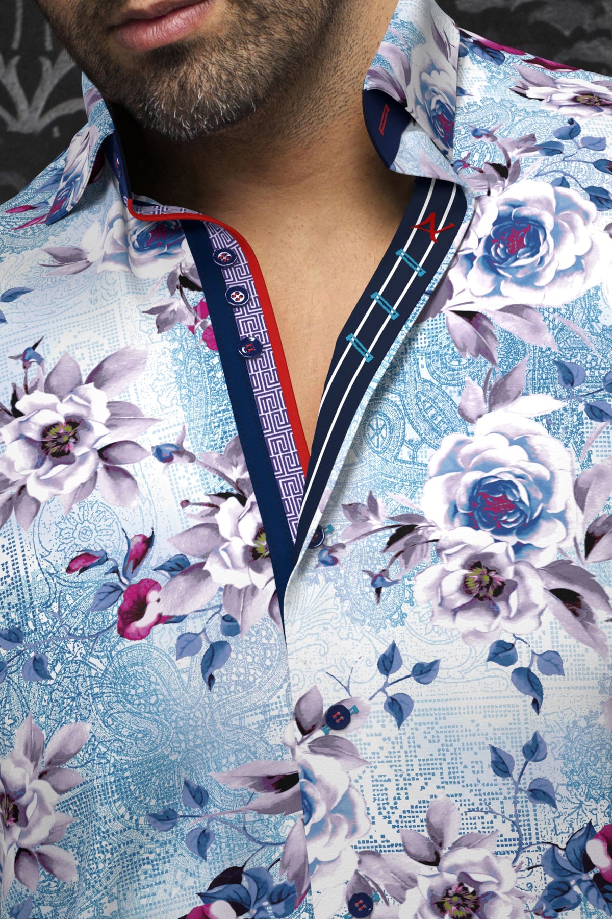 Chemise manches longues en Knit pour homme par Au Noir | MENOTTI Blanc Turquoise | Machemise.ca, inventaire complet de la marque Au Noir