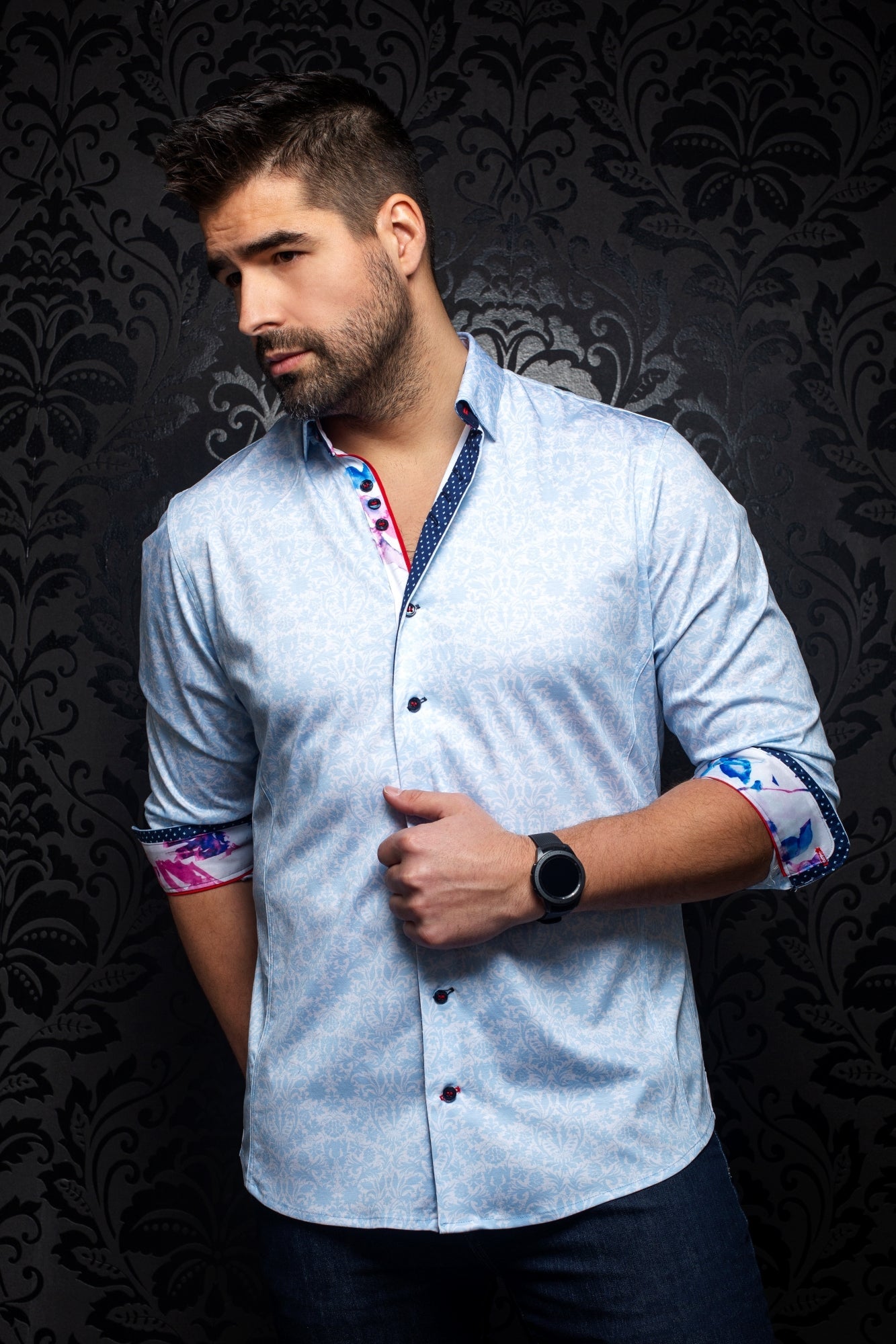 Chemise manches longues pour homme par Au Noir | MONTFORT light blue | Machemise.ca, inventaire complet de la marque Au Noir