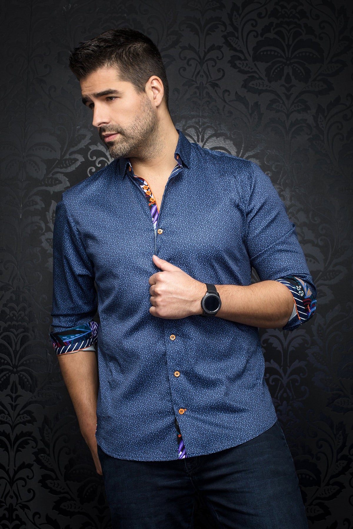 Chemise manches longues pour homme par Au Noir | MOZI NAVY | Machemise.ca, inventaire complet de la marque Au Noir