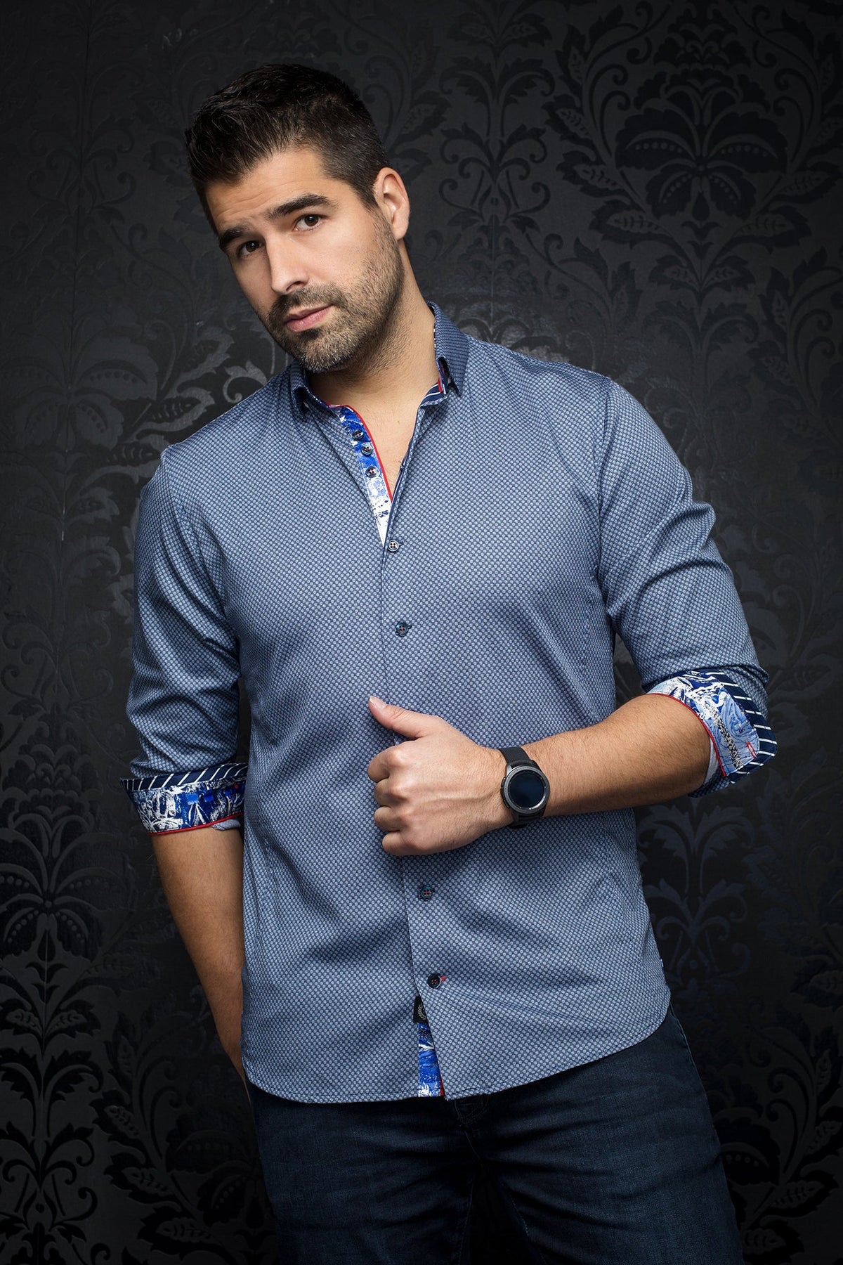 Chemise manches longues pour homme par Au Noir | MUZIO NAVY | Machemise.ca, inventaire complet de la marque Au Noir