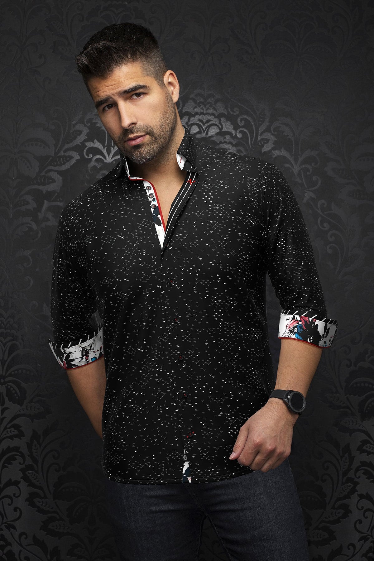 Chemise manches longues en Knit pour homme par Au Noir | PAJARO Noir | Machemise.ca, inventaire complet de la marque Au Noir