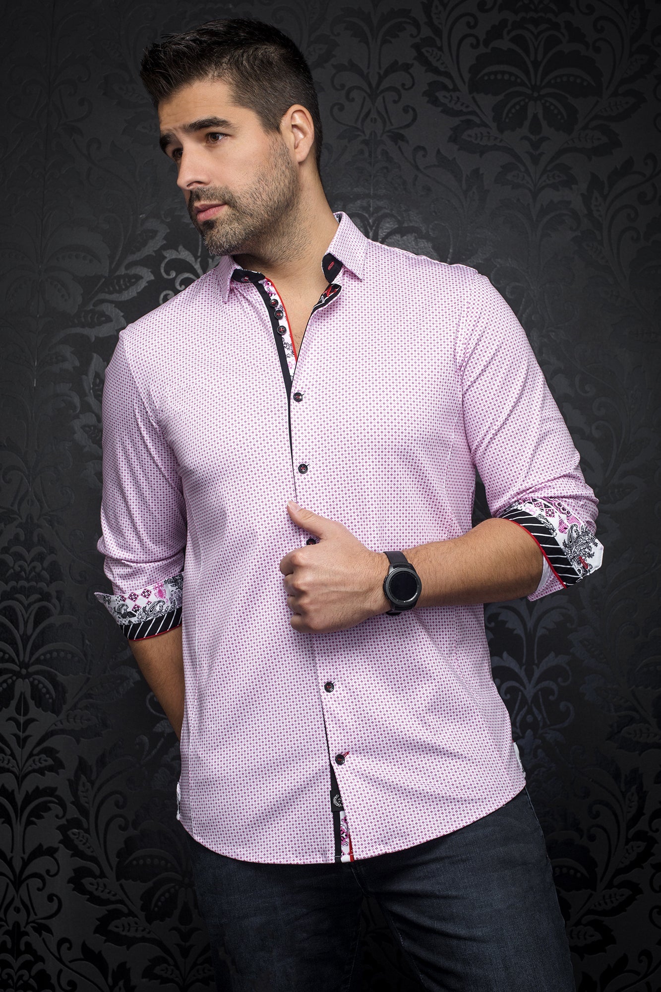Chemise manches longues en Knit pour homme par Au Noir | PARINI pink | Machemise.ca, inventaire complet de la marque Au Noir