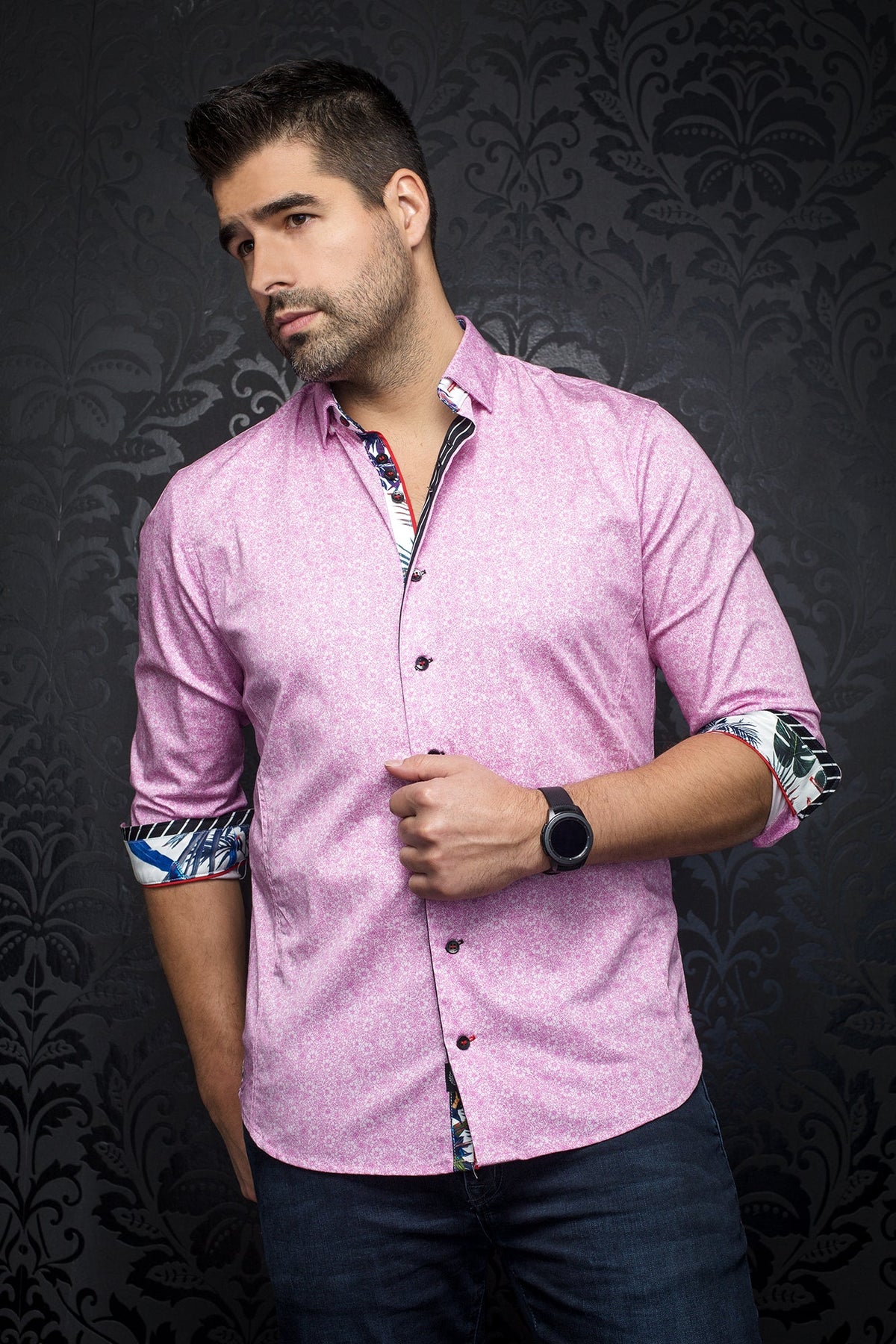 Chemise manches longues pour homme par Au Noir | RAPHIA FUCHSIA | Machemise.ca, inventaire complet de la marque Au Noir