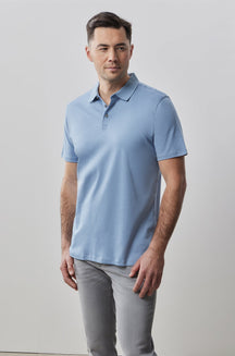 Polo honeycomb pour homme par Robert Barakett | Georgia RB11016 Bleu Colombe | Machemise.ca, vêtements mode pour hommes