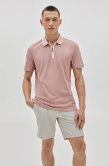 Polo à zip pour homme par Robert Barakett | RB31019/Farnsworth Rose Corail/Coral Rose| Machemise.ca, vêtements mode pour hommes