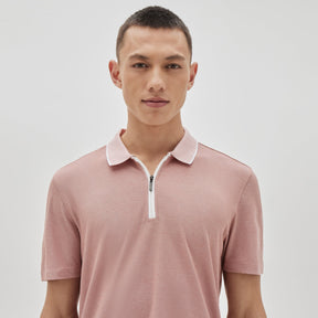 Polo à zip pour homme par Robert Barakett | RB31019/Farnsworth Rose Corail/Coral Rose| Machemise.ca, vêtements mode pour hommes