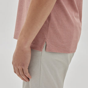 Polo à zip pour homme par Robert Barakett | RB31019/Farnsworth Rose Corail/Coral Rose| Machemise.ca, vêtements mode pour hommes